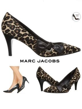 Marc Jacobs Daryl Women's Leather Pointy Toe Pump Leopard Stiletto Heel Shoes 41
